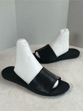 Vionic Mirage Val Black Leather Slide Sandals Women’s Size 8 Comfort